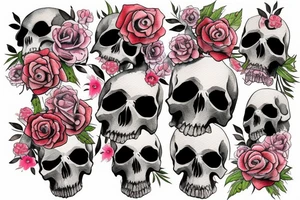 Skull with the top broken off and flowers growing out of it tattoo idea