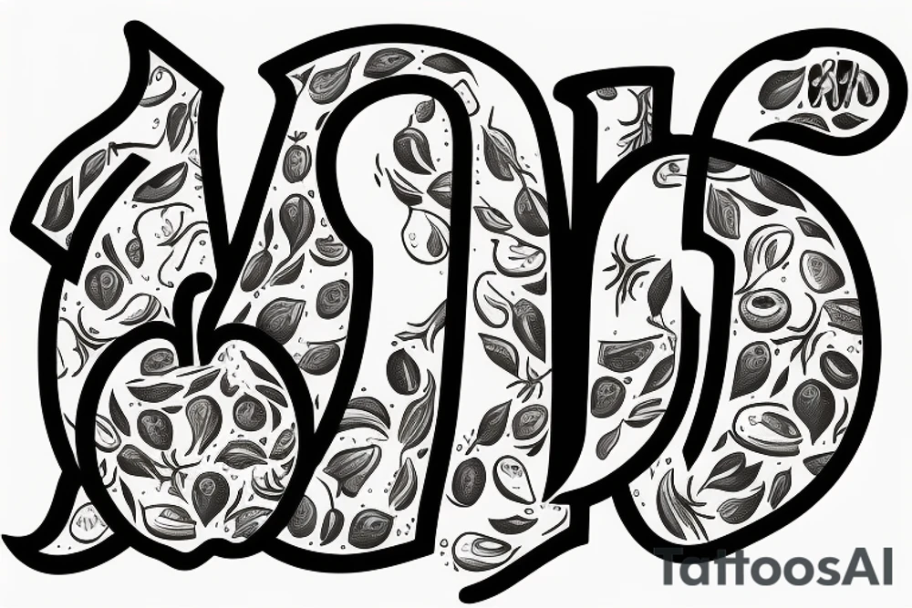 An apple and a pear with the letters G M J tattoo idea