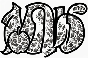 An apple and a pear with the letters G M J tattoo idea