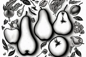 An apple and a pear with the letters G M J tattoo idea