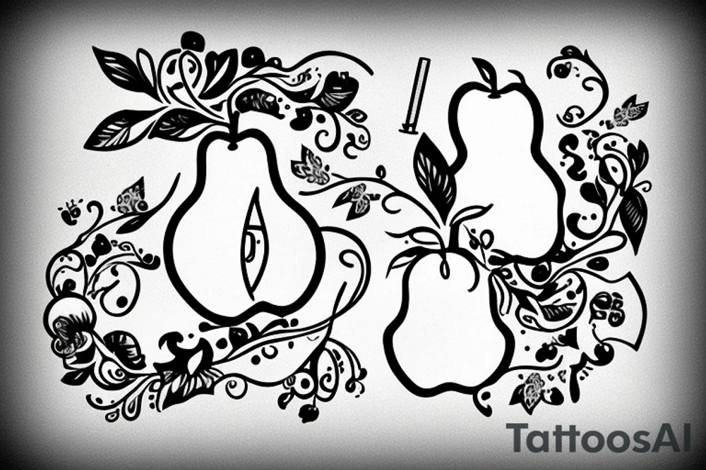 An apple and a pear with the letters G M J tattoo idea