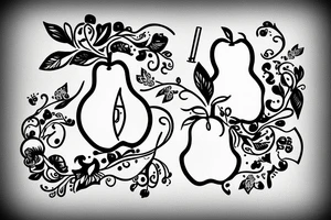An apple and a pear with the letters G M J tattoo idea