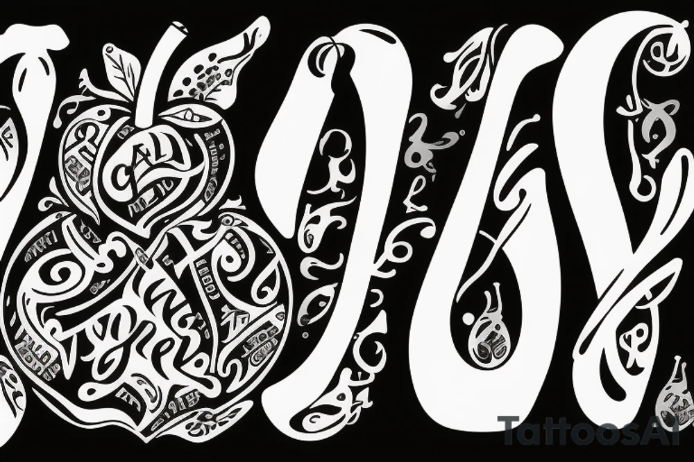 An apple and a pear with the letters G M J tattoo idea