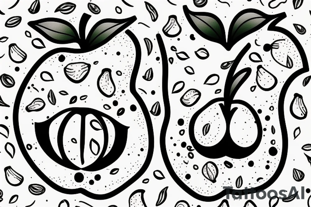 An apple and a pear with the letters G M J tattoo idea