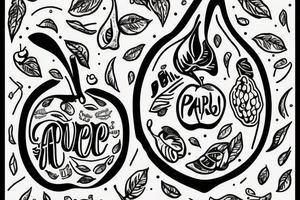 An apple and a pear with the letters G M J tattoo idea
