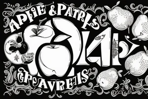 An apple and a pear with the letters G M J tattoo idea