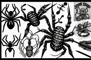 Spider knife fire death tattoo idea
