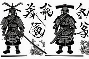 Lonely war hero samurai standing in front of a grave tattoo idea