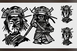 Lonely war hero samurai standing in front of a grave tattoo idea