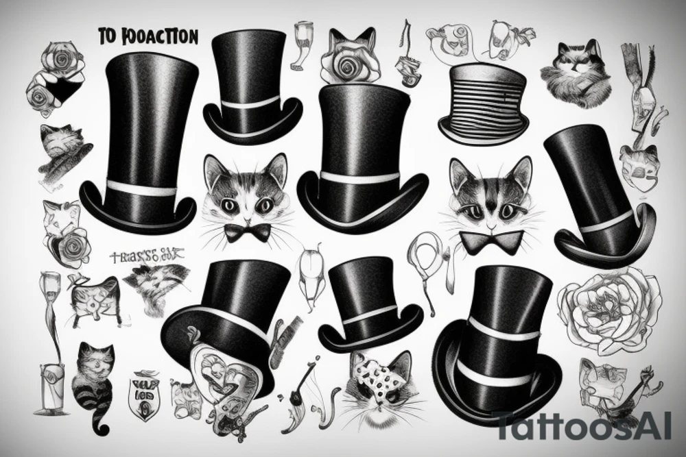 Cat, top hat tattoo idea