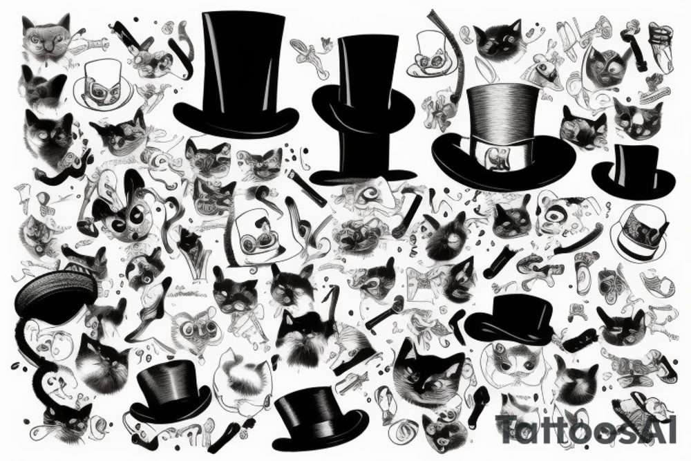 Cat, top hat tattoo idea