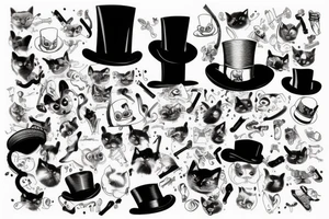 Cat, top hat tattoo idea