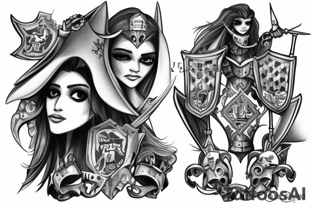 combination of 3 words "twins" "knights" "amoroso" tattoo idea