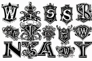 combination of 3 words "twins" "knights" "amoroso" use the letters tattoo idea