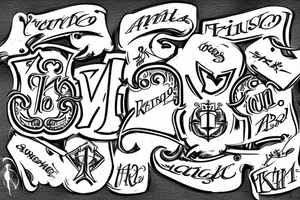 combination of 3 words "twins" "knights" "amoroso" use the letters tattoo idea