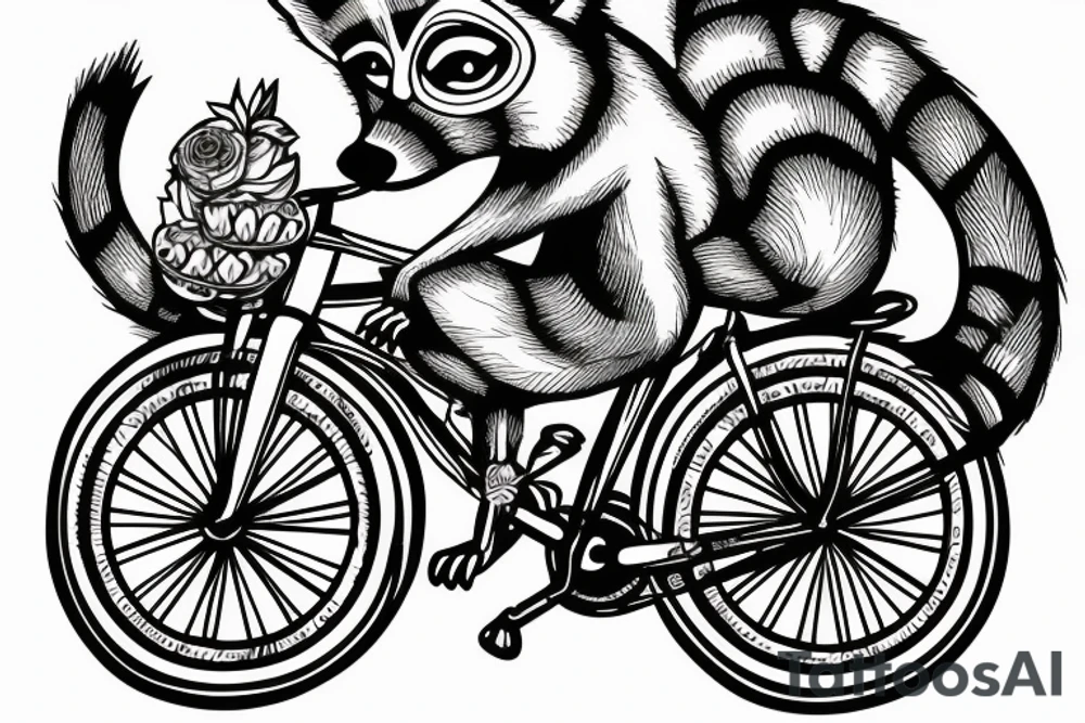 Raccoon on a bike tattoo idea