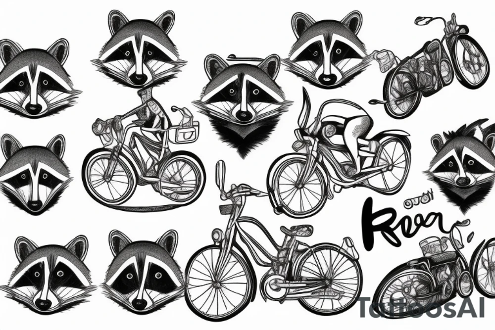 Raccoon on a bike tattoo idea