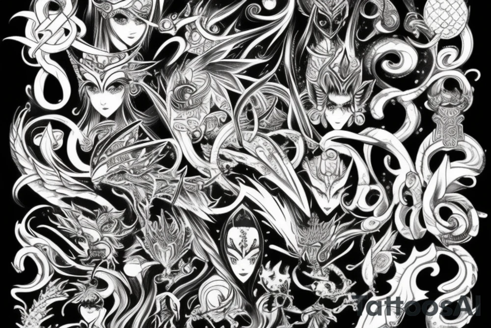 Number 17 in a fantasy art style tattoo idea
