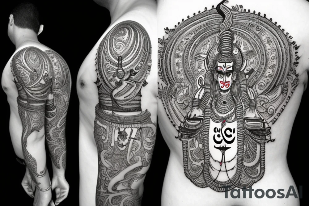 om namah shivay in devnagri with trishul using filmmaking elements tattoo idea