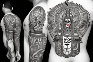 om namah shivay in devnagri with trishul using filmmaking elements tattoo idea