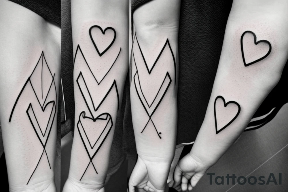 Minimalist, thin lines, triangles circles and square. Overall a half heart shape tattoo idea Minimalist, thin lines, triangles circles and square. Overall a half heart shape tattoo idea