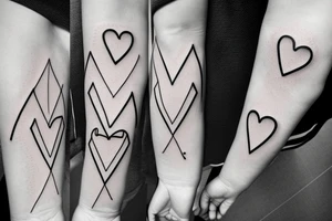 Minimalist, thin lines, triangles circles and square. Overall a half heart shape tattoo idea