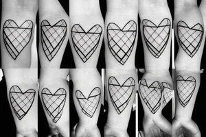 Minimalist, thin lines, triangles circles and square. Overall a half heart shape tattoo idea