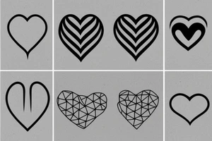 Minimalist, thin lines, triangles circles and square. Overall a half heart shape tattoo idea