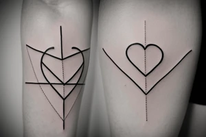 Minimalist, thin lines, triangles circles and square. Overall a half heart shape tattoo idea
