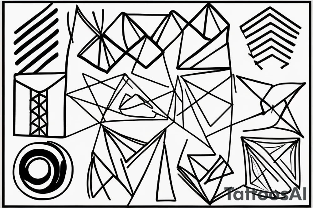 Minimalist, thin lines, triangles circles and square. tattoo idea Minimalist, thin lines, triangles circles and square. tattoo idea