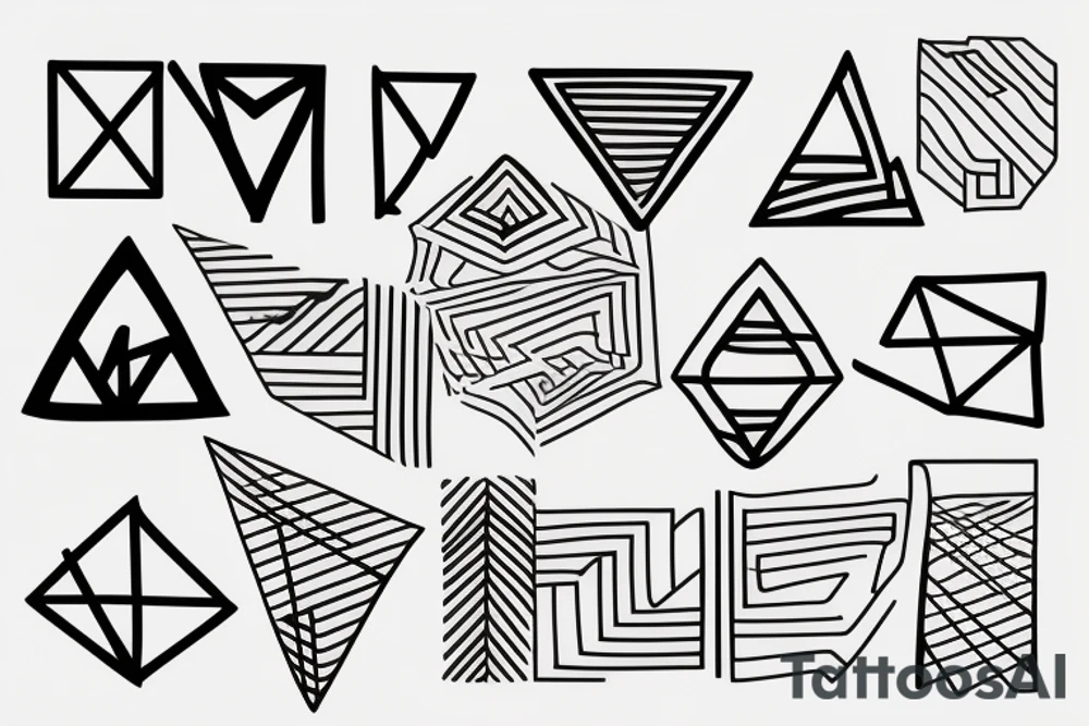 Minimalist, thin lines, triangles circles and square. tattoo idea Minimalist, thin lines, triangles circles and square. tattoo idea