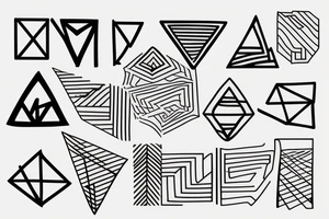 Minimalist, thin lines, triangles circles and square. tattoo idea