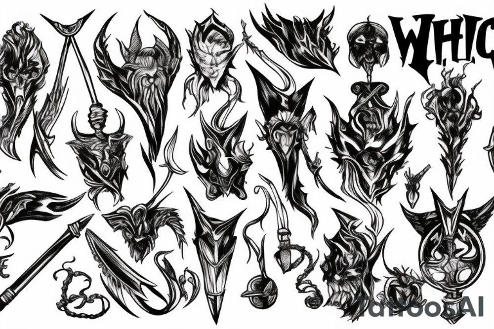 white mage holding a devil scepter tattoo idea