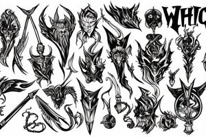 white mage holding a devil scepter tattoo idea