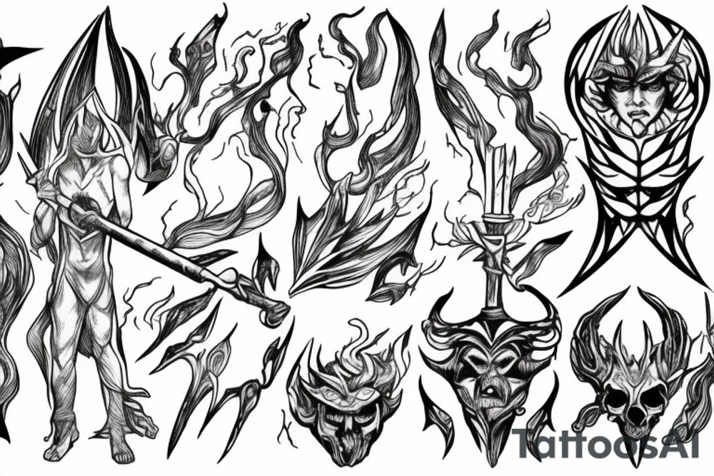 white mage holding a devil scepter tattoo idea