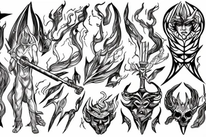 white mage holding a devil scepter tattoo idea