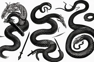 faceless serpent demon impaled by a spear tattoo idea