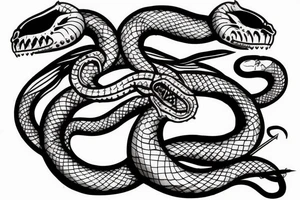 faceless serpent demon impaled by a spear tattoo idea
