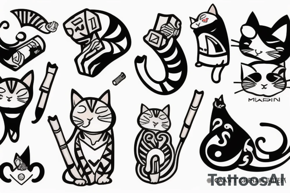 Cat smoking a cigar tattoo idea