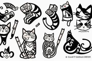 Cat smoking a cigar tattoo idea