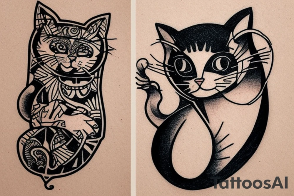 Cat smoking a cigar tattoo idea