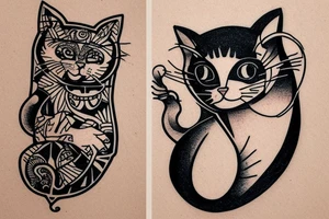 Cat smoking a cigar tattoo idea