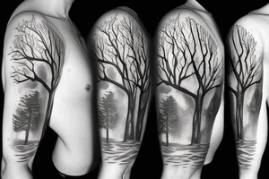 Forest, bird, tree top,  witch tattoo idea