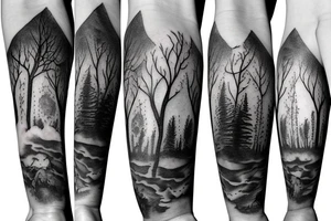 Forest, tree top,  witch tattoo idea