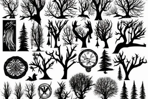 Forest, tree top,  witch tattoo idea