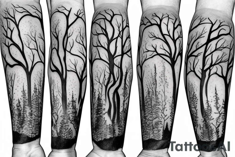 Forest, tree top,  witches tattoo idea