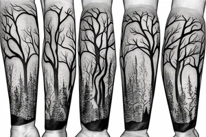 Forest, tree top,  witches tattoo idea