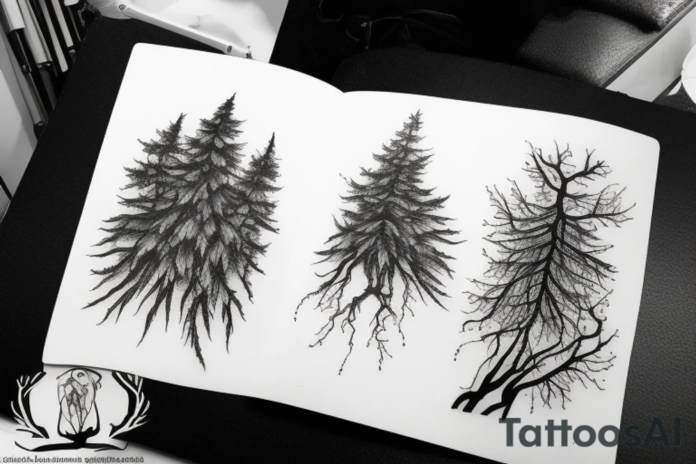 Forest, tree top,  witches tattoo idea