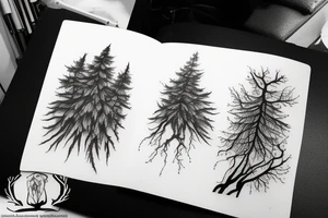 Forest, tree top,  witches tattoo idea
