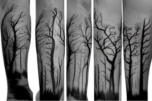 Forest, tree top,  witches tattoo idea